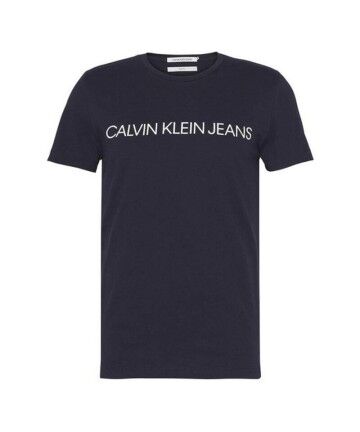 Maglia a Maniche Corte Uomo Calvin Klein E LIIN SLIM T Blu Marino