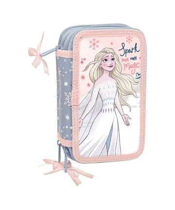 Plumier Triplo Frozen Magical Seasons Grigio Rosa chiaro (36 Pezzi)