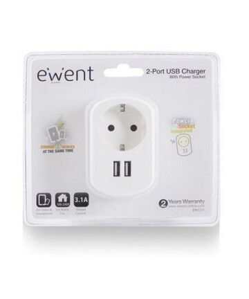 Presa Parete con 2 Porte USB Ewent EW1211 3,1 A