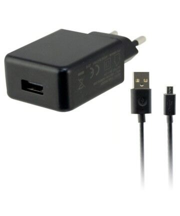 Caricabatterie da Parete + Cavo Micro USB KSIX USB 2A Nero