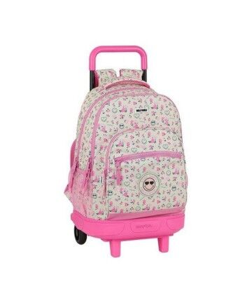 Trolley per la Scuola Compact Smiley World Garden Bianco Rosa