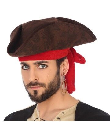 Cappello Pirata Marrone Rosso