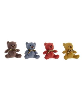 Peluche DKD Home Decor Azzurro Poliestere Ocra Terracotta Orso (4 pcs) (15 x 12 x 15 cm)