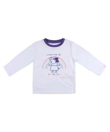 Maglia a Maniche Lunghe per Bambini Peppa Pig Bianco