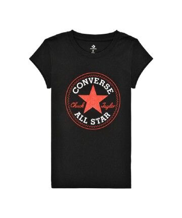 Maglia a Maniche Corte per Bambini Converse Timeless Chuck Patch G Nero 100 % cotone