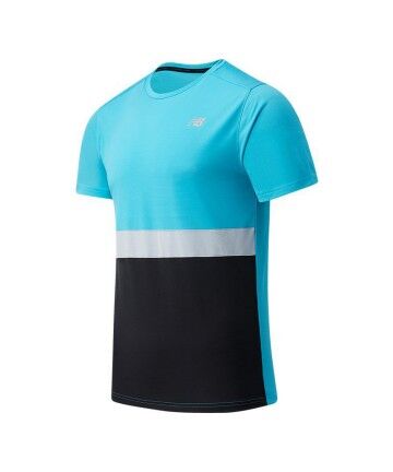 Maglia a Maniche Corte Uomo New Balance Striped Accelerate Acquamarina