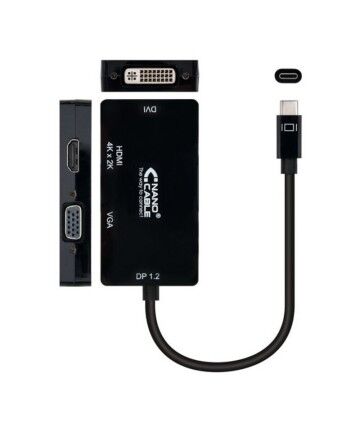 Adattatore USB C con VGA/HDMI/DVI NANOCABLE 10.16.4301-BK (10 cm) Nero