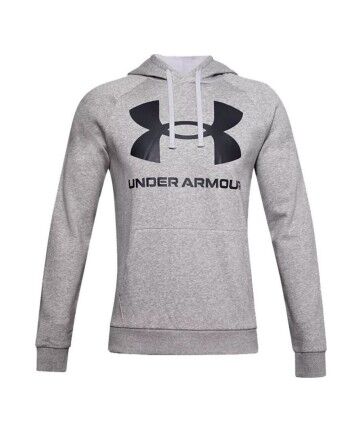 Felpa con Cappuccio Uomo Under Armour Rival Big Logo Grigio chiaro