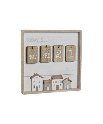 Calendario da Tavolo DKD Home Decor Natural Bianco Legno MDF (30 x 3 x 30 cm)