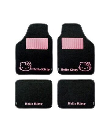 Set di Tappetini per Auto Hello Kitty Star Universale Nero Rosa (4 pcs)