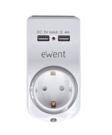 Presa Parete con 2 Porte USB Ewent EW1225 16A 3680 W